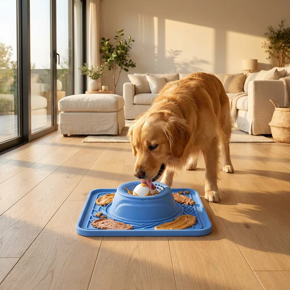 2-in-1 Pet Lick Mat Slow Feeder Anti-slip Feeding Bowl for Cats and Dogs Slow-feeding Bowl Stain-resistant and Easy to Clean