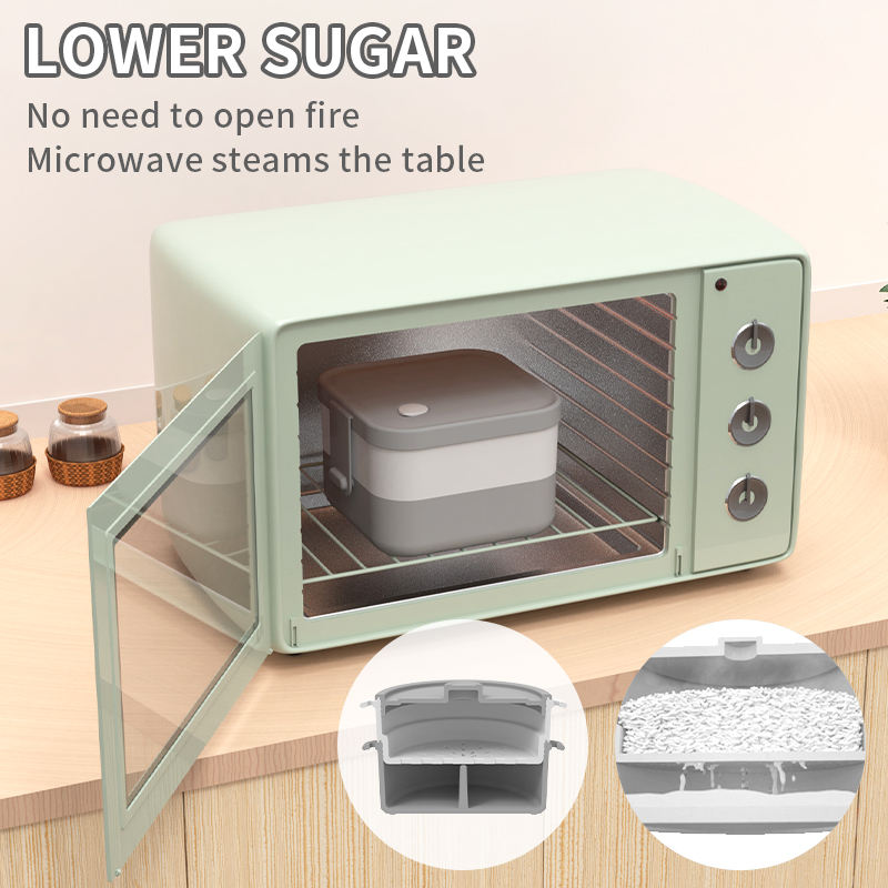 Wellfine Double Lunch Box Safe Portable Sealed Leak-Proof Microwave Dual-Tier Bento Box