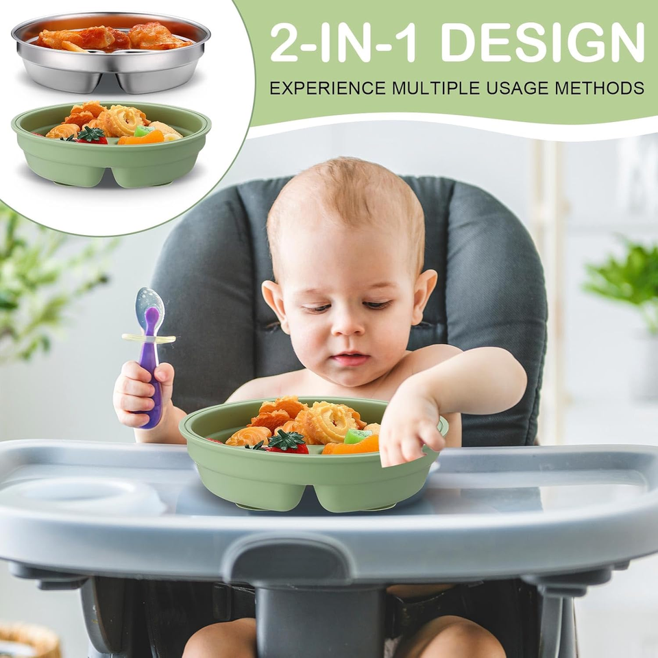 New Arrivals 304 Stainless Steel Silicone Cover Baby Feeding Bowl Children Bowl Food Grade Colorful Stainless Steel Kids Bowl