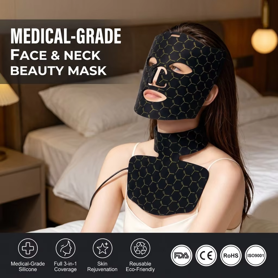 Factory Price Red Infrared LED Light Therapy Facial Mask Rechargeable Hand Held Remote Wearable Red Infrared for Face