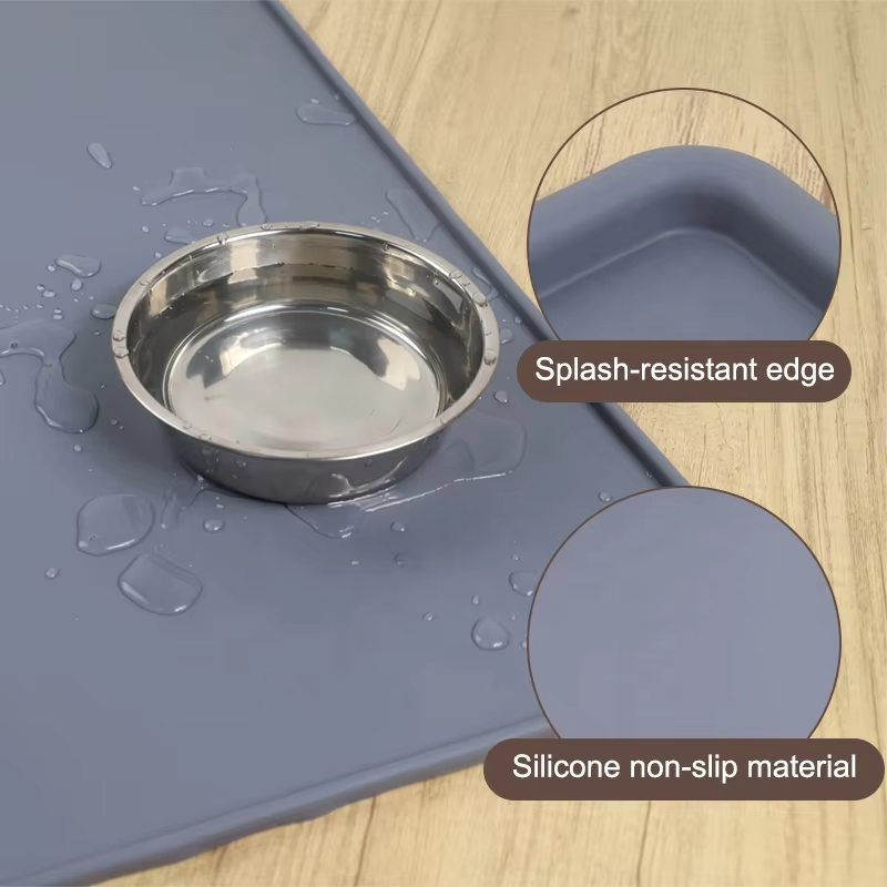 New Arrivals BPA Free Food Grade Dog Cat Bowl Mat Silicone Non-Slip Waterproof Dog Food Mat Tray Pet Feeding Mat