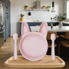 Custom Logo Bunny Rabbit Silicone Baby Feeding Set Manual Driven Plate for 0-12 Months Baby