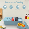Wellfine Large Ice Chilled Condiment Caddy 5 Removable Compartment Serving Platters Fruit Garnish Tray