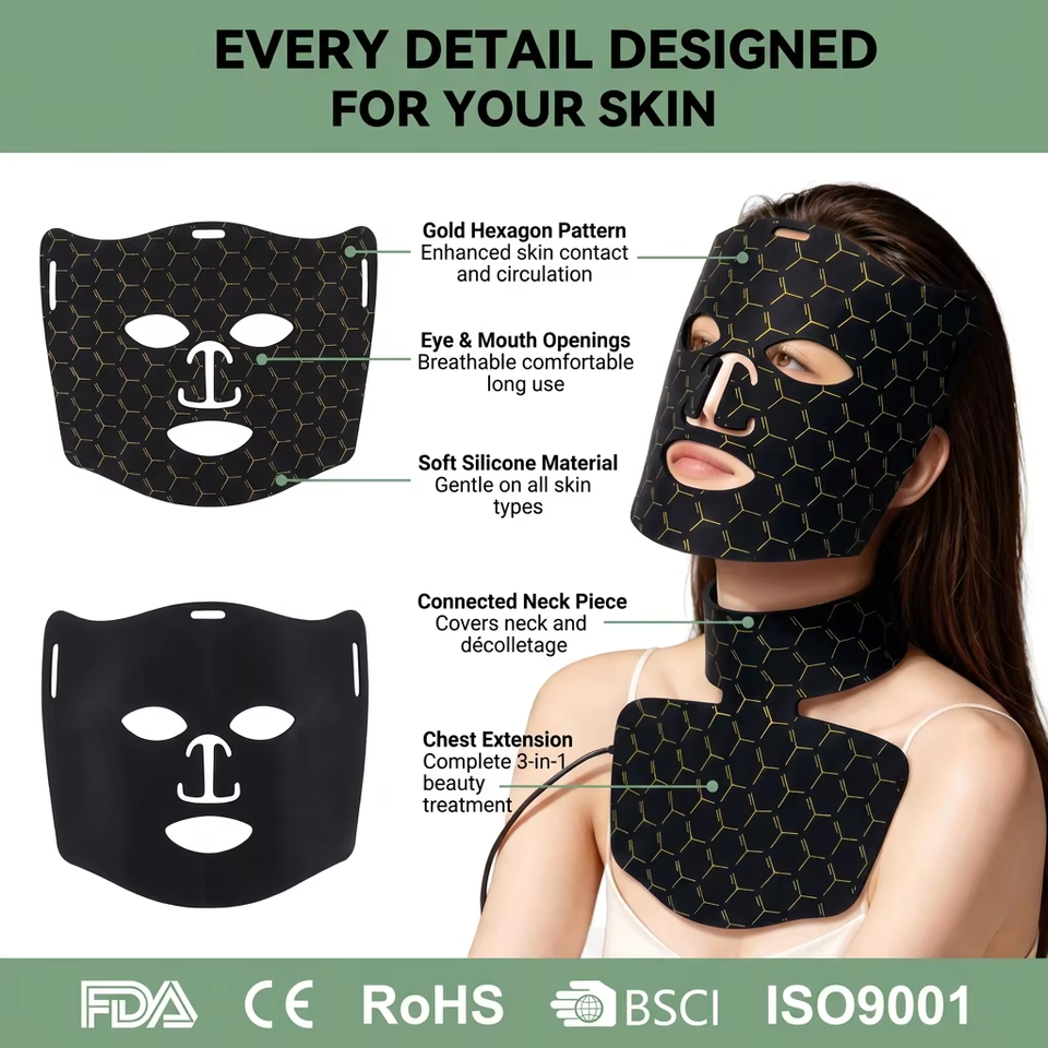 Professional Salon Style Standing Silicone LED Light Face Mask Mat Home Use Hand Held Skin Care Facial Mask