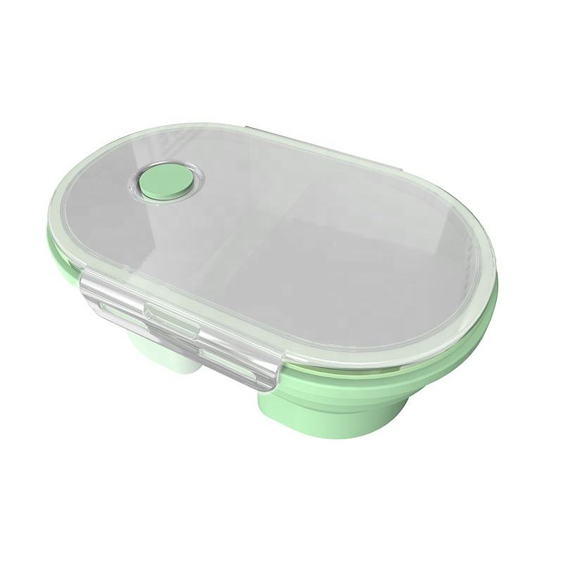 Portable Kids Bento Lunch Box BPA-Free Silicone Food Grade Storage Container with 2 Compartment