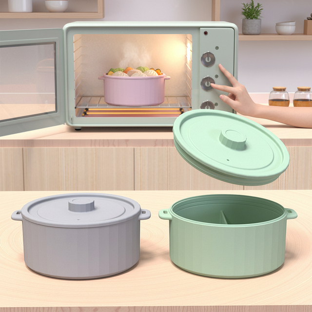 BPA Free Eco-Friendly Silicone Microwave Steamer Lazy Food Steamer Bowl for Vegetables Cooker Pot Healthy Meal Preparation