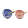 Bamboo Suction Plate Baby Feeding Bowl Set Base Silicone Baby Bowl for Toddlers