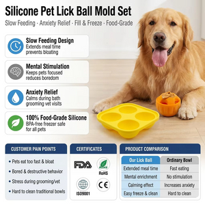 Wellfine Dog Licking Ball Pet Interactive Chew Toy Long-Lasting Keep Your Pup Distracted Safe Easy to Clean Fillable Dog Toys