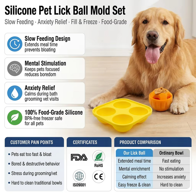 Wellfine Dog Licking Ball Pet Interactive Chew Toy Long-Lasting Keep Your Pup Distracted Safe Easy to Clean Fillable Dog Toys