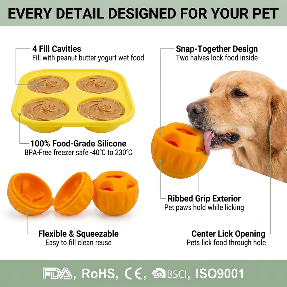 Wellfine Dog Licking Ball Pet Interactive Chew Toy Long-Lasting Keep Your Pup Distracted Safe Easy to Clean Fillable Dog Toys