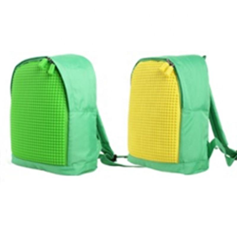 Wellfine New Pink Pixel Backpack Unique Jigsaw Puzzle Bag Schoolbag Educational DIY Toys Great Holiday Gift for Children