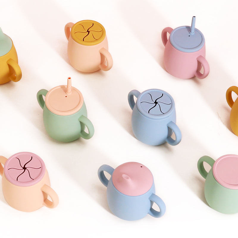 Unbreakable BPA-Free Silicone Baby Sippy Cup with Soft Spout Dishwasher Safe Toddler Training Cup