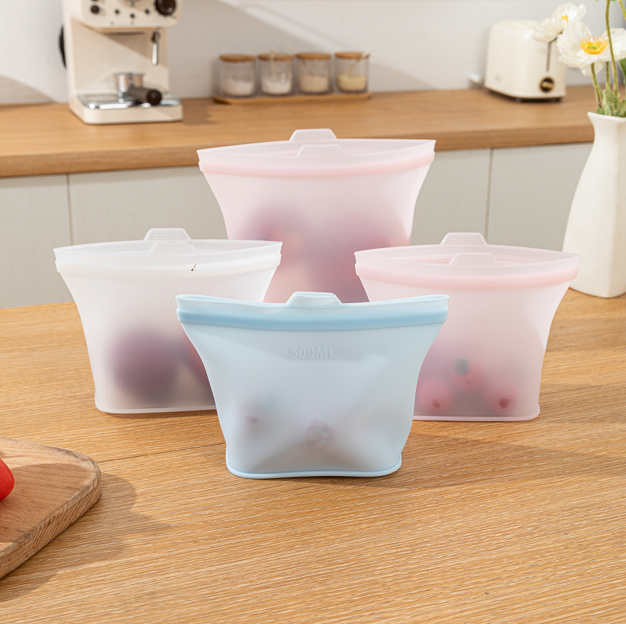 Bolsa de almacenamiento de alimentos segura para microondas, preservaci&oacute;n de refrigerador, silicona de calidad alimentaria para alimentos frescos