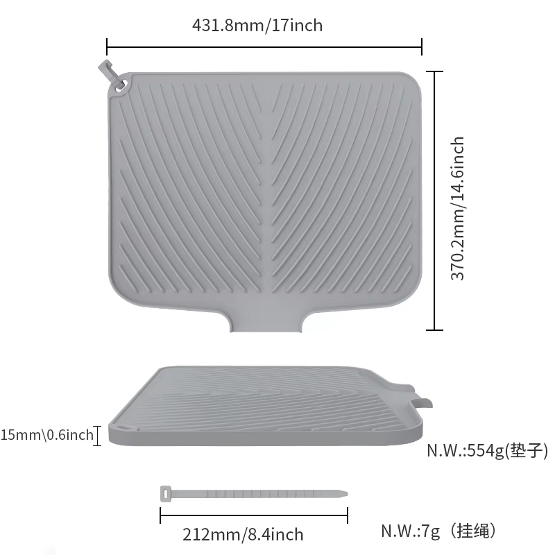 Anti-Slip Thick Silicone Dish Drying Mat Heat-Resistant Drying Pad Sink Draining Pad Faucet Silicone Dish Drying Mat