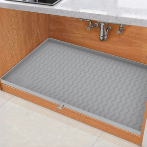 Custom Under the Sink Silicone Kitchen Water Ripple Texture Silicone Drain Mat Anti-Slip Oil-proof Cabinet Liner Protector Mat