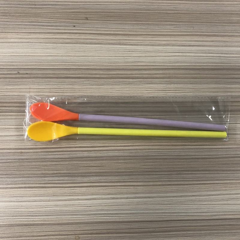 Wellfine Eco-Friendly BPA-Free Soft Folding Silicone Straw with Spoon Reusable Drinkware Accessory CE/EU Certified Gift Home Use