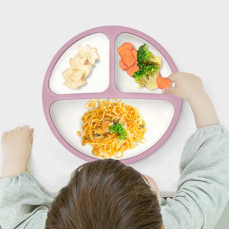 New Arrival BPA Free Food Grade Baby Silicone Suction Plate Baby Tableware Classic Silicone Dining Plate for Baby Kids