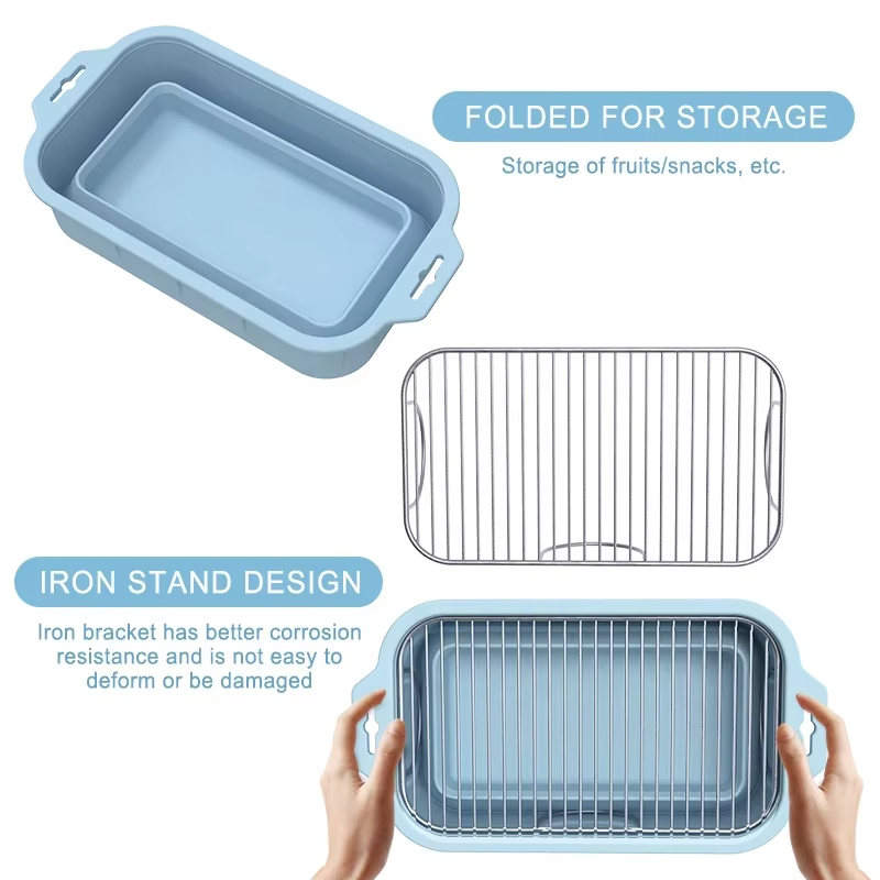 Popular Reusable Silicone Liner Rectangular Air Fryer Basket Recyclable Food Mat for Grill Baking