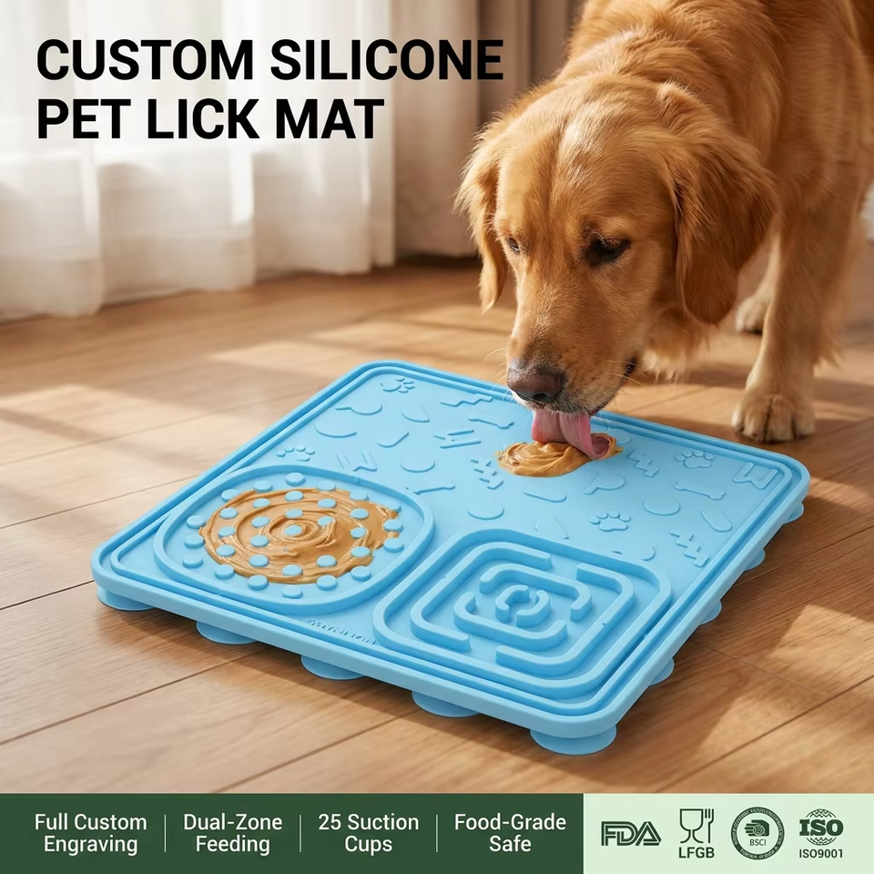 Wholesale Silicone Licking Mat for Cats Dogs Non-slip Pet Slow Feeder with Suction Cup Pet Bowls Feeders
