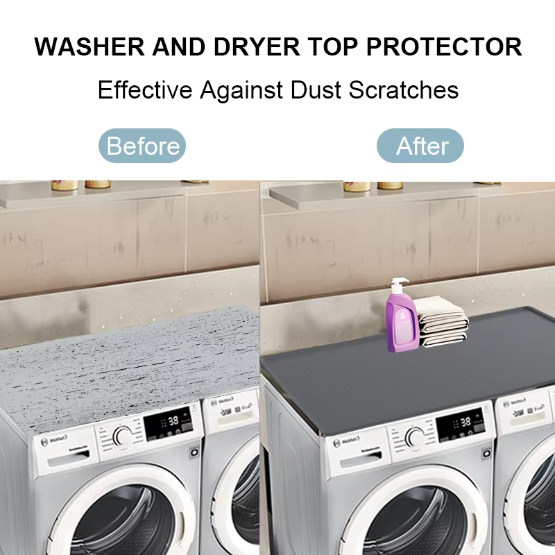 Non-Slip Silicone Washer Dryer Top Cover Protect Mat Waterproof Washer Top Cover Pad for Home Kitchen Laundry Room