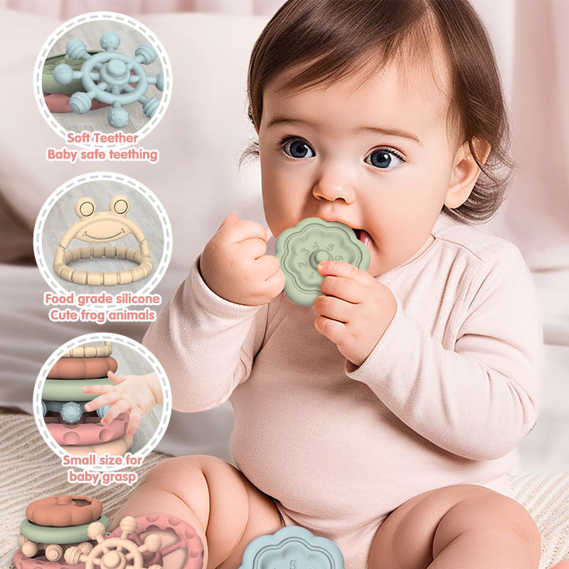 Top Rankings Soft Silicone Ring Chewable Teether BPA-Free Food Grade Toy for Baby Teething