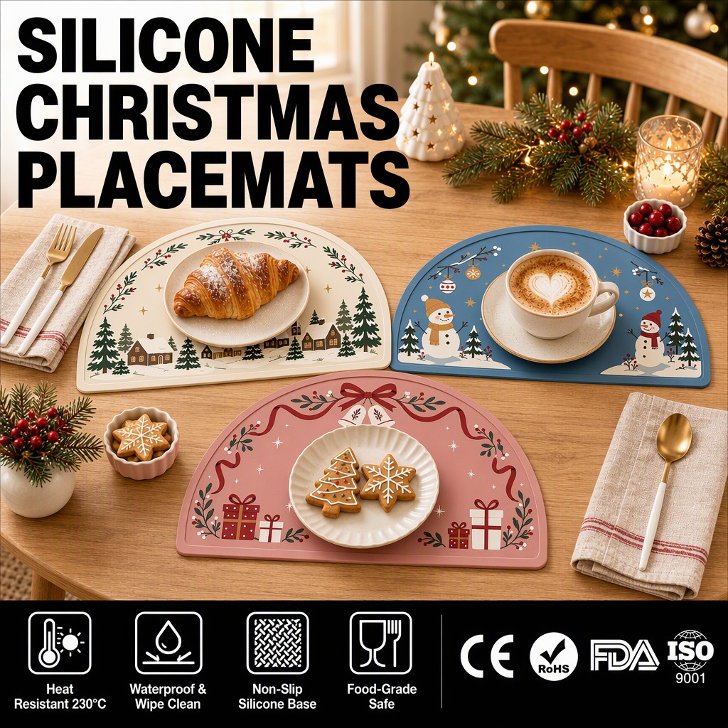 Silicone Christmas Placemat - Waterproof Non Slip Table Mat