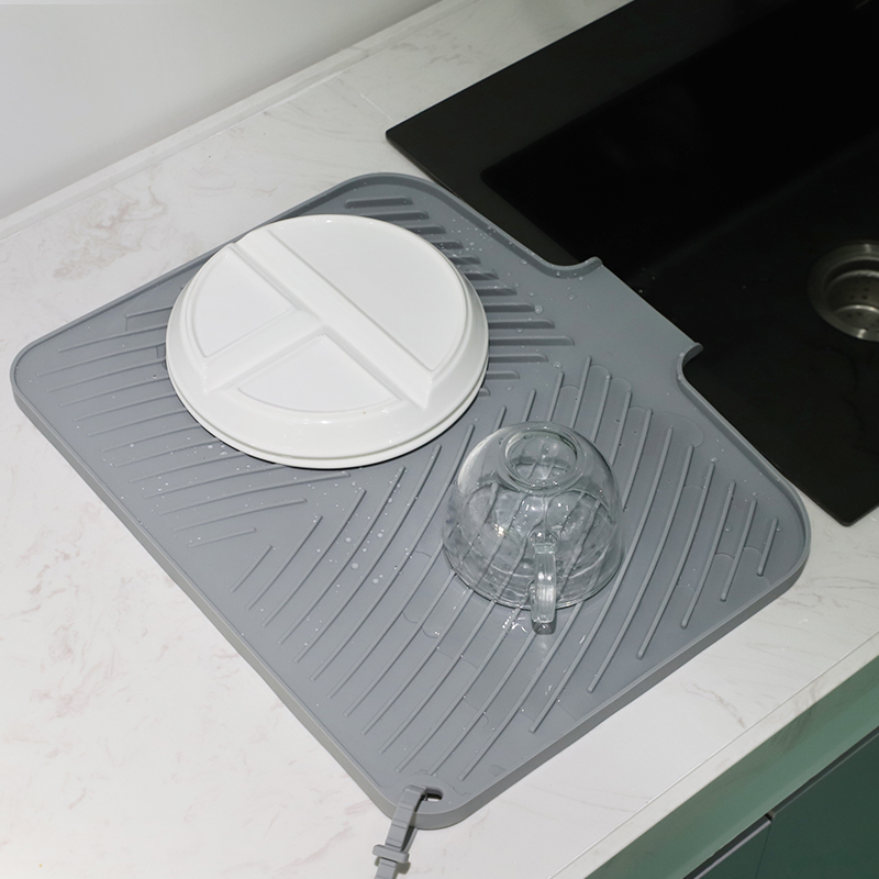 Silicone Dish Drying Mat - Non-Slip Heat Resistant Drain Pad