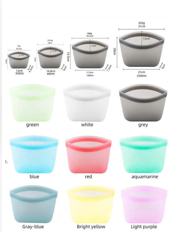 Reusable Silicone Food Storage Bags - Leakproof, BPA Free