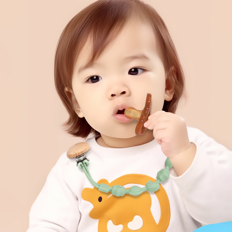 Silicone Pacifier Clip for Babies - One Piece Teething Safe