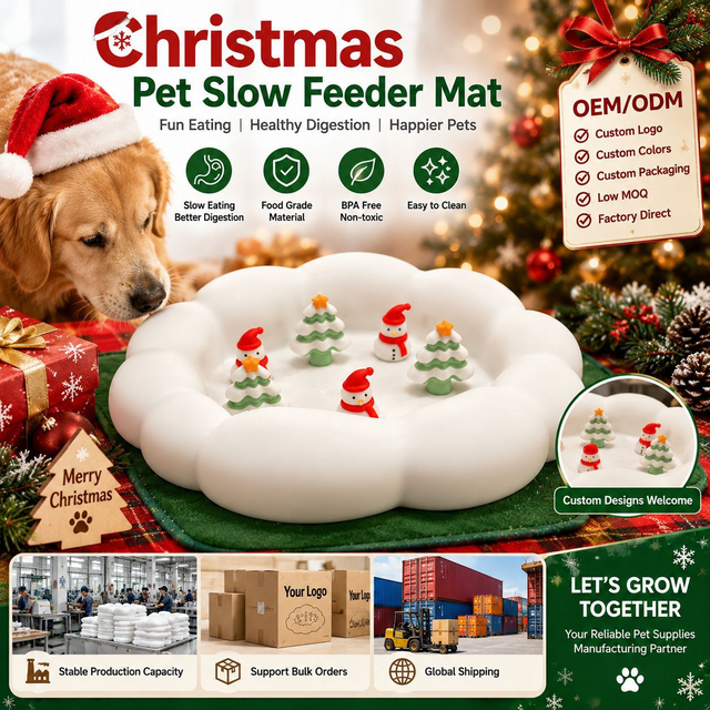 Christmas Dog Lick Mat - Silicone Slow Feeder Pad for Pets