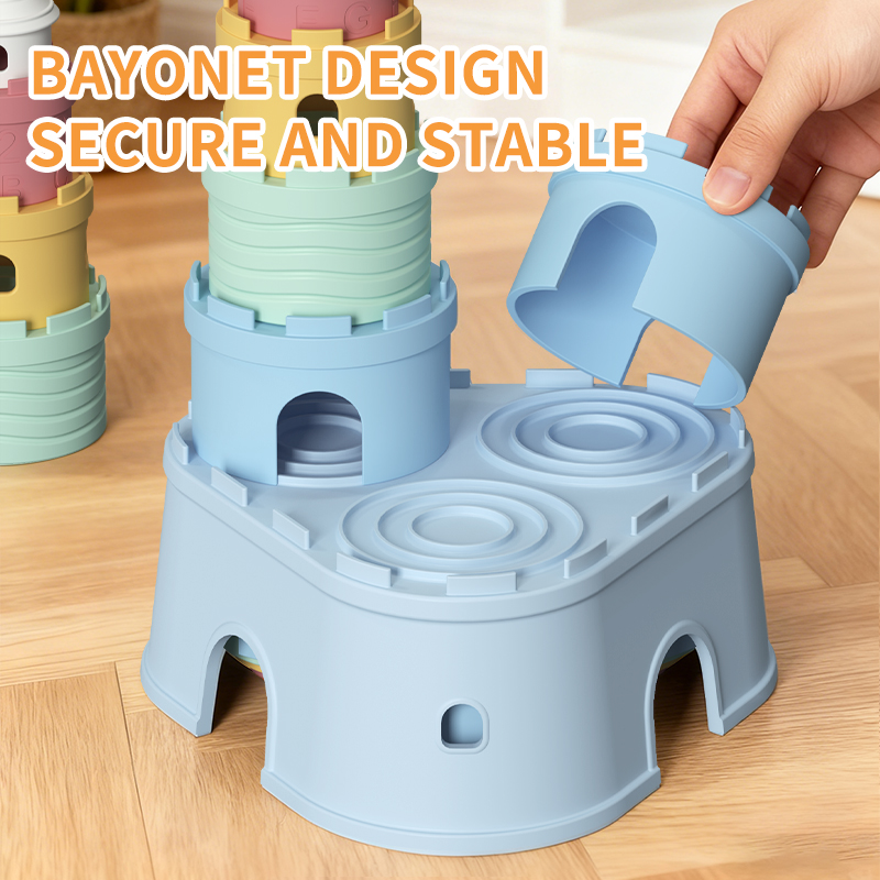 Silicone Baby Stacker Toy Set - Soft Castle Blocks Teether