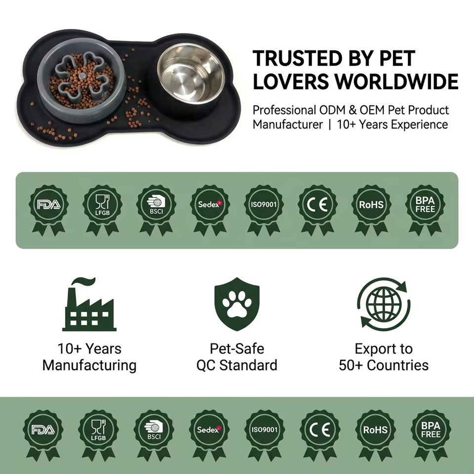 Silicone Pet Bowl for Dogs and Cats Feeder Bowls for Pets Dog Food Bowl with No-Spill and Non-Slip Design