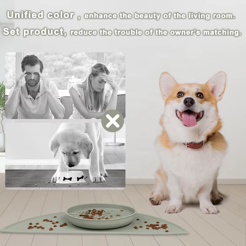 Top Sellers Silicone Slow Feeder Dog Bowl Suction Cups Waterproof Pet Feeding Mats with High Lips with Dog Bowl Set