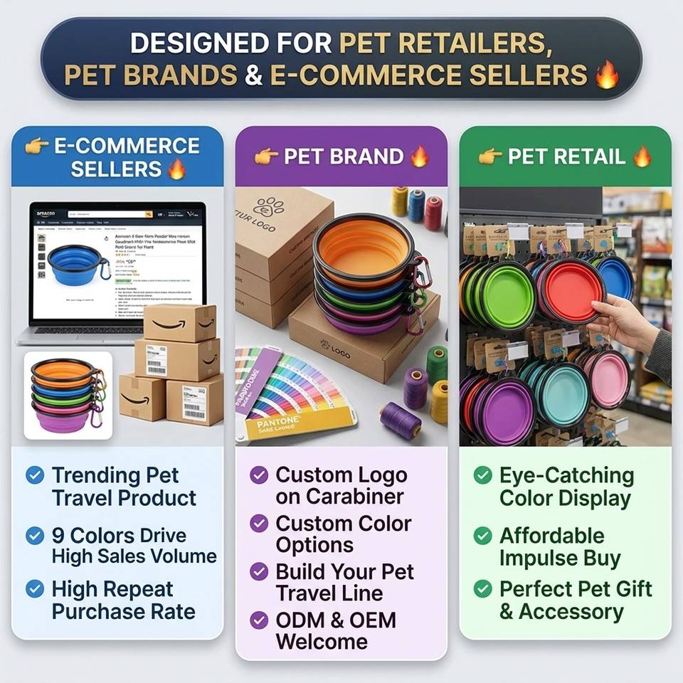 Foldable Pet Bowl Customized Logo Silicone Collapsible Dog Bowls Folding Pet Bowls Travel