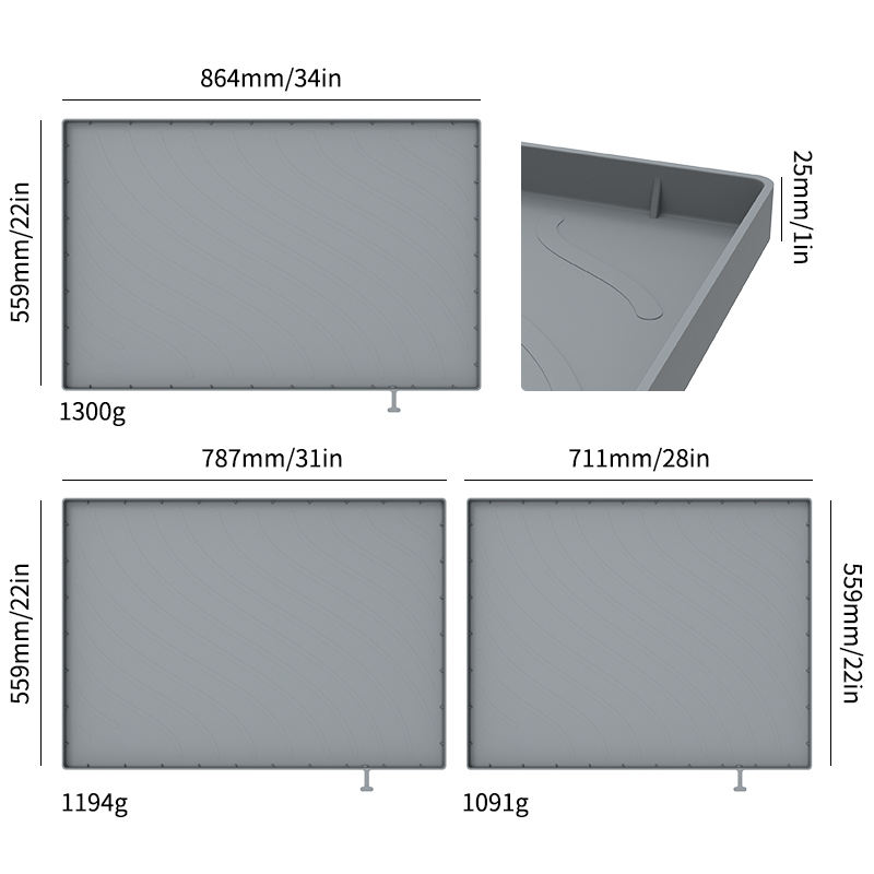 Large Premium Waterproof Silicone Drip Tray Liner Silicone Kitchen Cabinet Water Leak Protection Under the Sink Silicone Mat