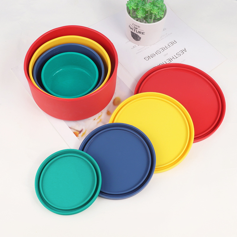 Hot Sale Round Food-grade Silicone High-temperature Resistant Folding Lunch Box Portable Bento Box