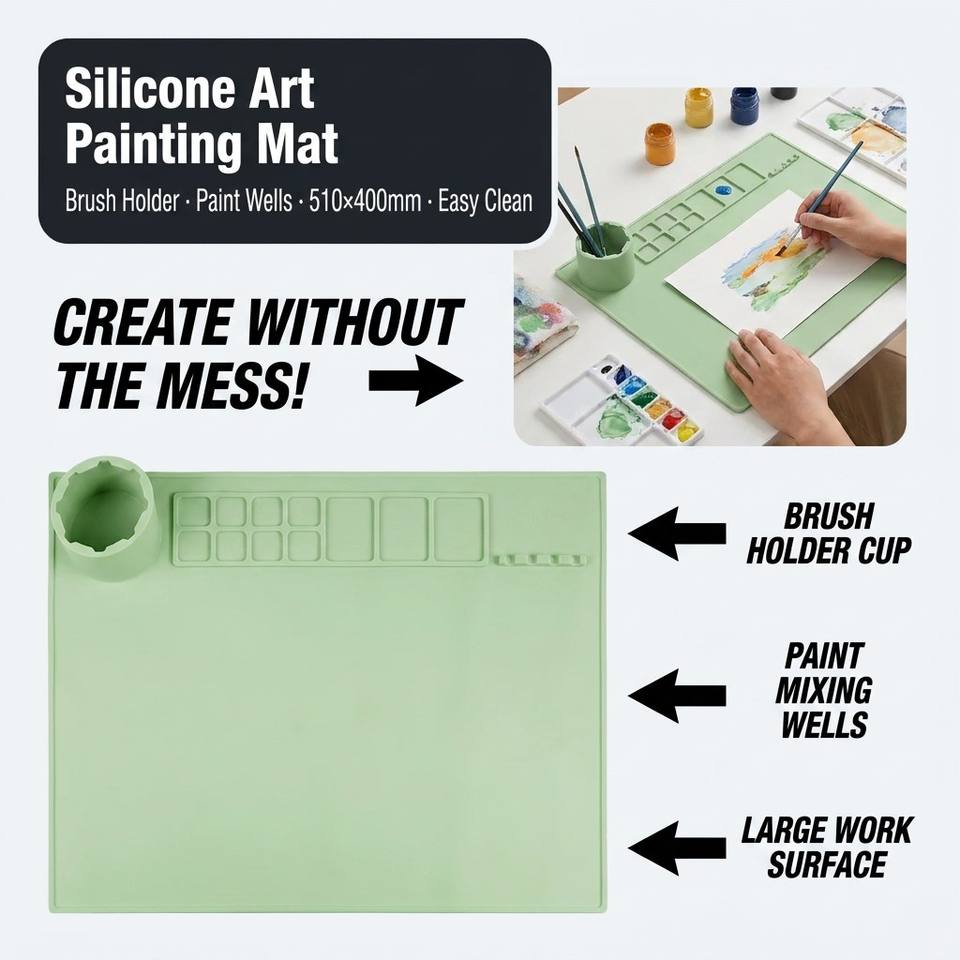 Multi-square Pigment Reserve Function Children Art Creation Silicone Oil Painting Mat
