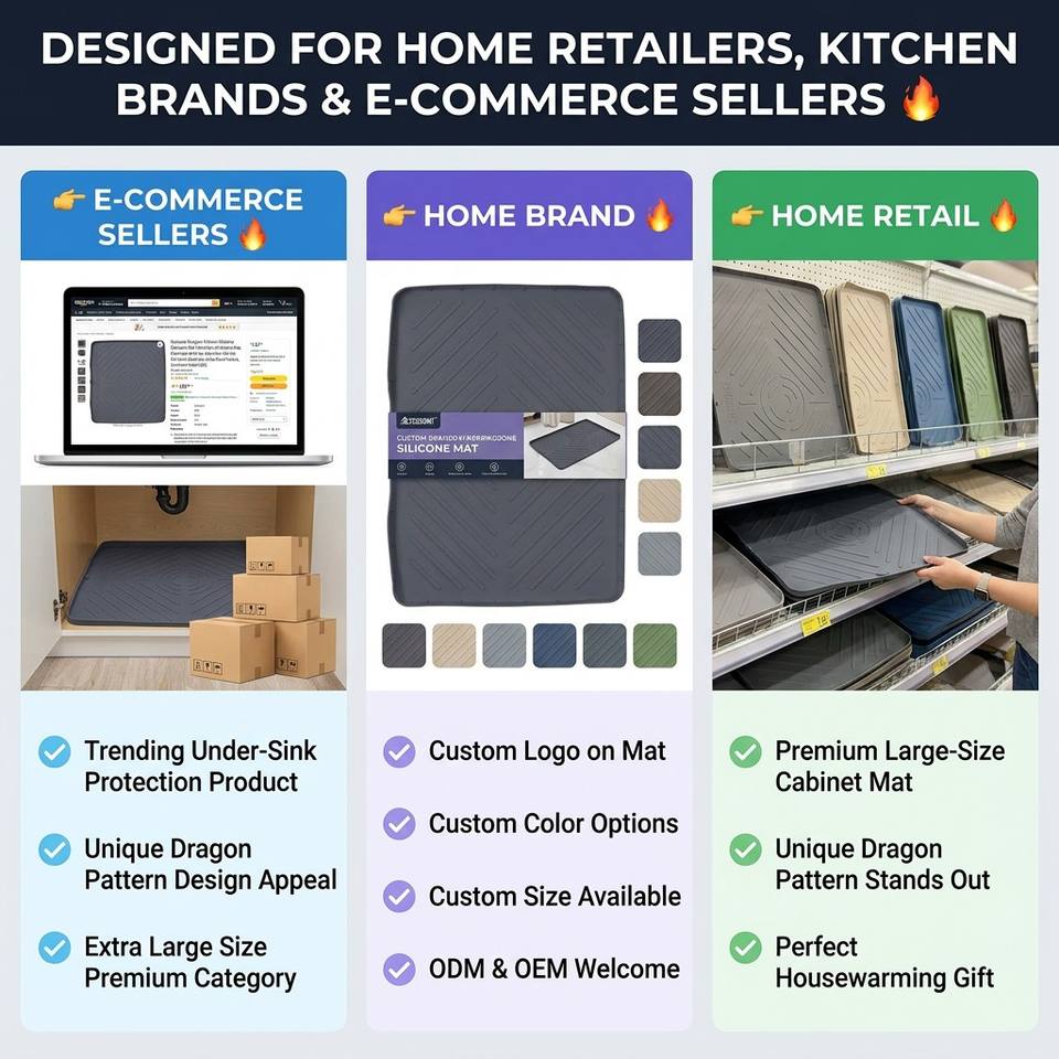 Classic Style Silicone Dish Drying Mat Custom Size Kitchen Sink Table Drain Pad Multi-Purpose Insulation Eco-Friendly