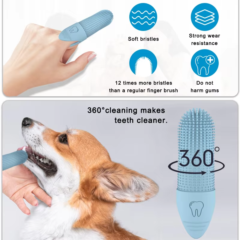 New Arrivals Pet Toothbrush Finger Toothbrush Dog Cat Dental Cleaning Finger Sleeve Oral Cleaning Tool Pet Supplies