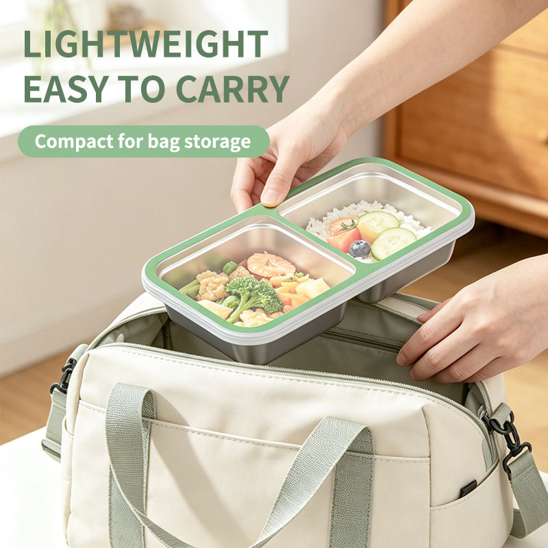 304 Stainless Steel Bento Box Eco Friendly Compartments School Tiffin Box Reusable Lunch Box Heatable Plastic Lid Leak Proof