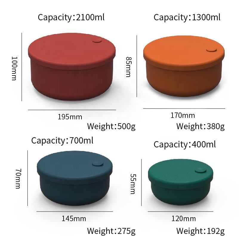 Wellfine New Design Reusable Round Kids Lunch Container Durable and Leakproof Silicone Bento Box with Lid