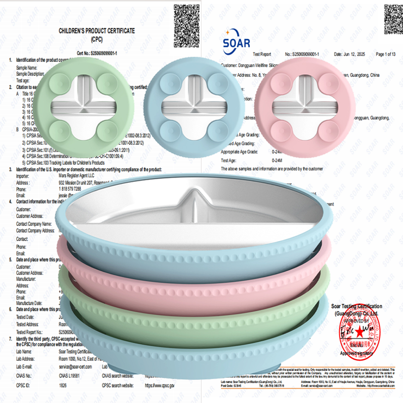 2026 Custom Logo Baby Tableware Kids Dinning Three Divided 304 Stainless Steel Plate Baby Silicone Plate
