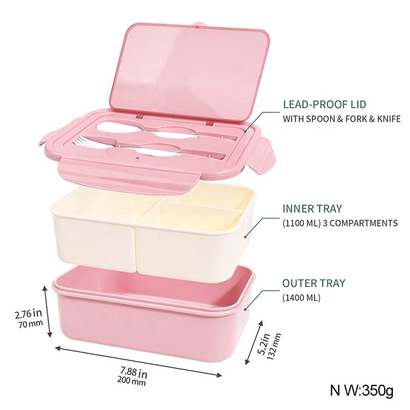 Wellfine Fiambrera Bento dividida para ni&ntilde;os, 3 compartimentos, contenedores de almuerzo escolares de f&aacute;cil apertura para ni&ntilde;as y ni&ntilde;os