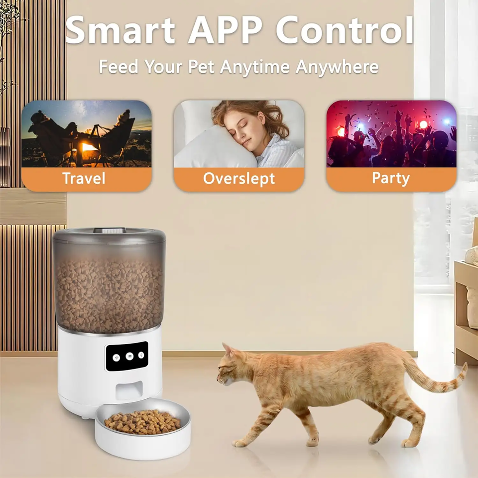 New Arrival Smart Automatic WiFi Pet Feeder Silicone Cat Food Dispenser with APP Control for Dogs