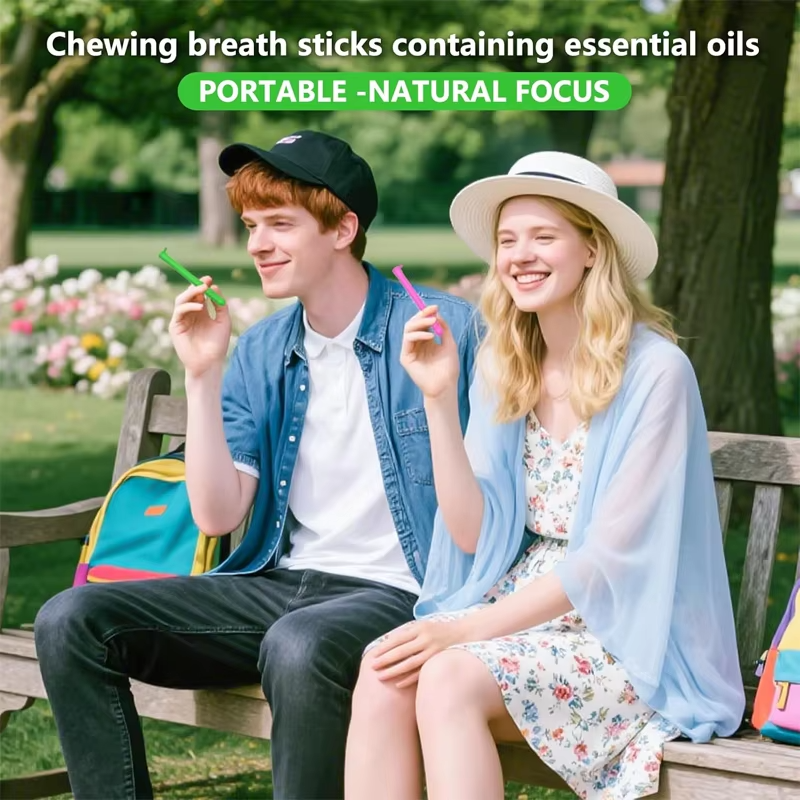 Chewable Essential Oil Breath Stick Chewable Breather Quit Portable Stop Smoking Aid with Peppermint for Aromatherapy