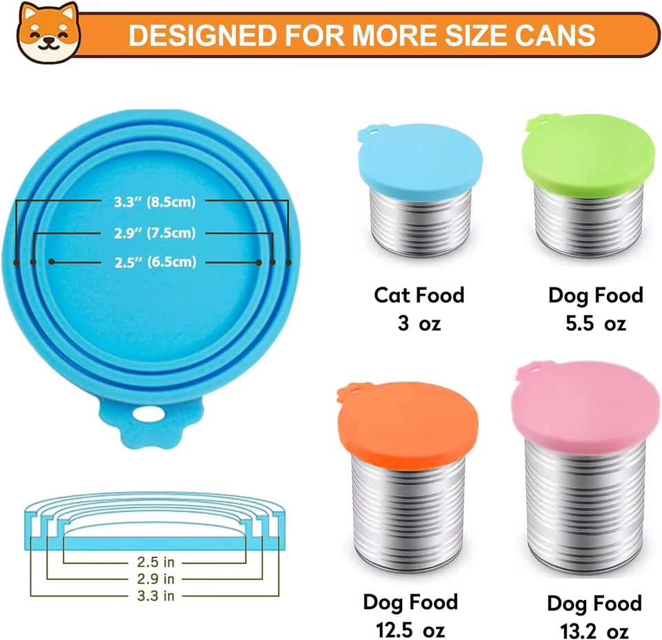 Reusable Durable Silicone 3-in-1 Pet Food Can Leak-Proof Storage Container for Cats Dogs