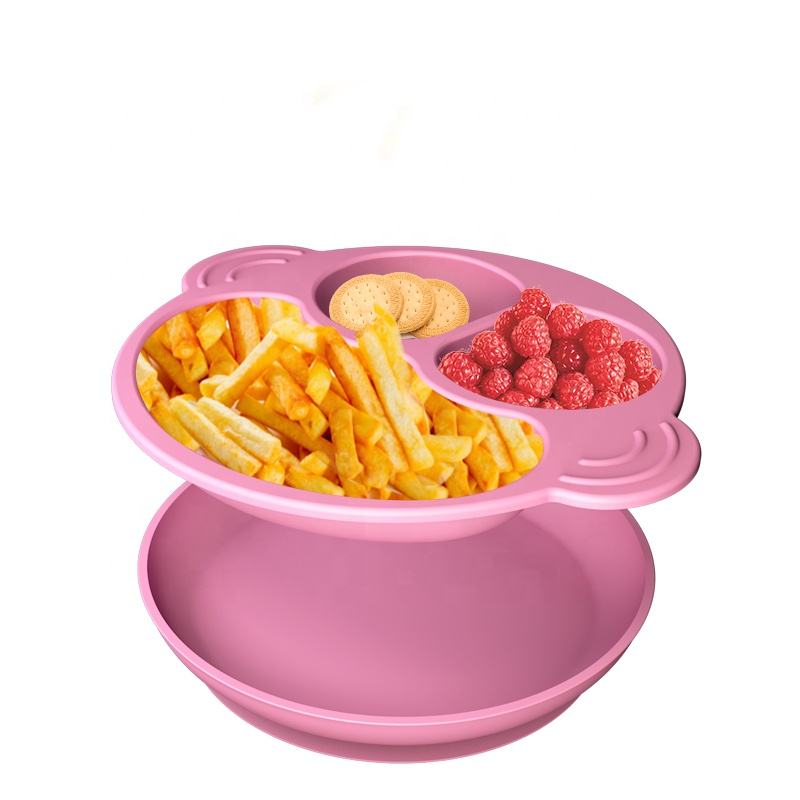 Food Grade Silicone Eco-Friendly Baby Plate Set with Suction Base Non-Slip Placemat for Toddlers