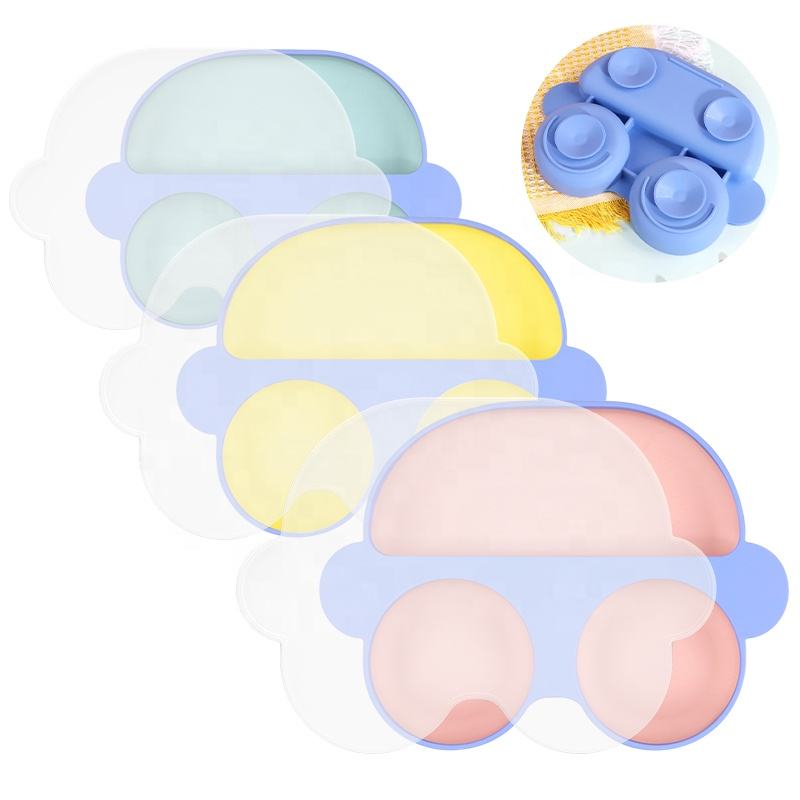 New Arrival Silicone Baby Led Weaning Set Toddler Car Plate With Suction BPA Free Baby Birthday Bift Set