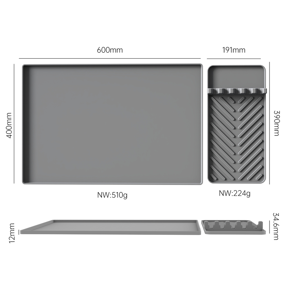 Wellfine Custom logo Silicone Grey Coffee Mat Coffee Maker Espresso Machine Mat