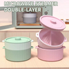 BPA-Free Double-Layer Microwave Vegetable Steamer Eco-friendly Food-Grade Silicone Cover Multi-Functional Steamer Bowl Cooker
